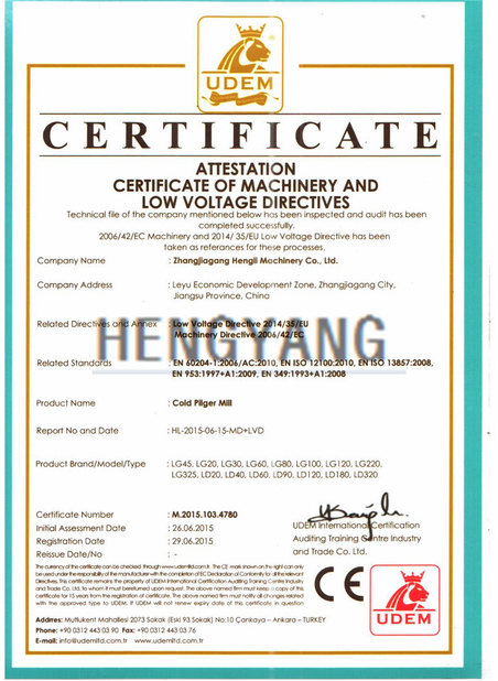 China Zhangjiagang Hengli Technology Co.,Ltd Certificações